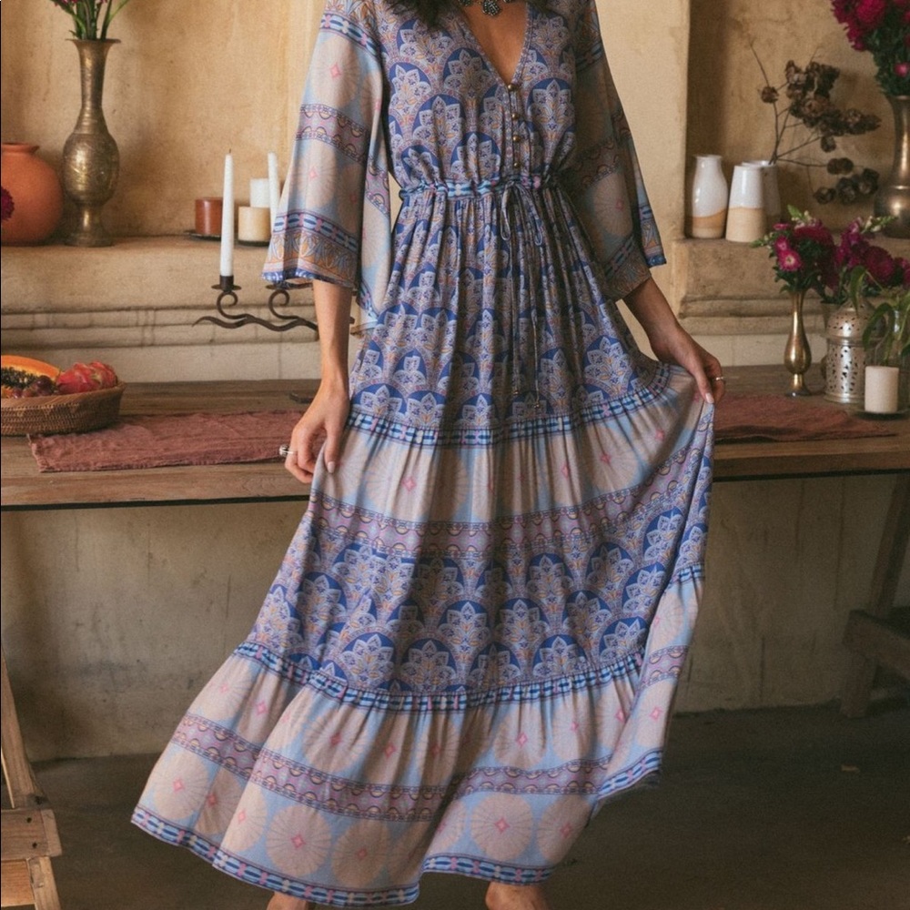 Nine Lives Bazaar Blue and Purple Maxi Dress